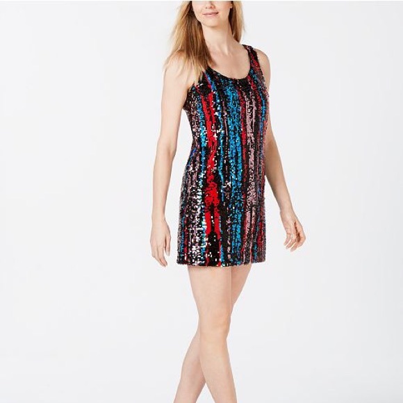 Calvin Klein Rainbow Sequin Sheath Dress - Picture 5 of 6